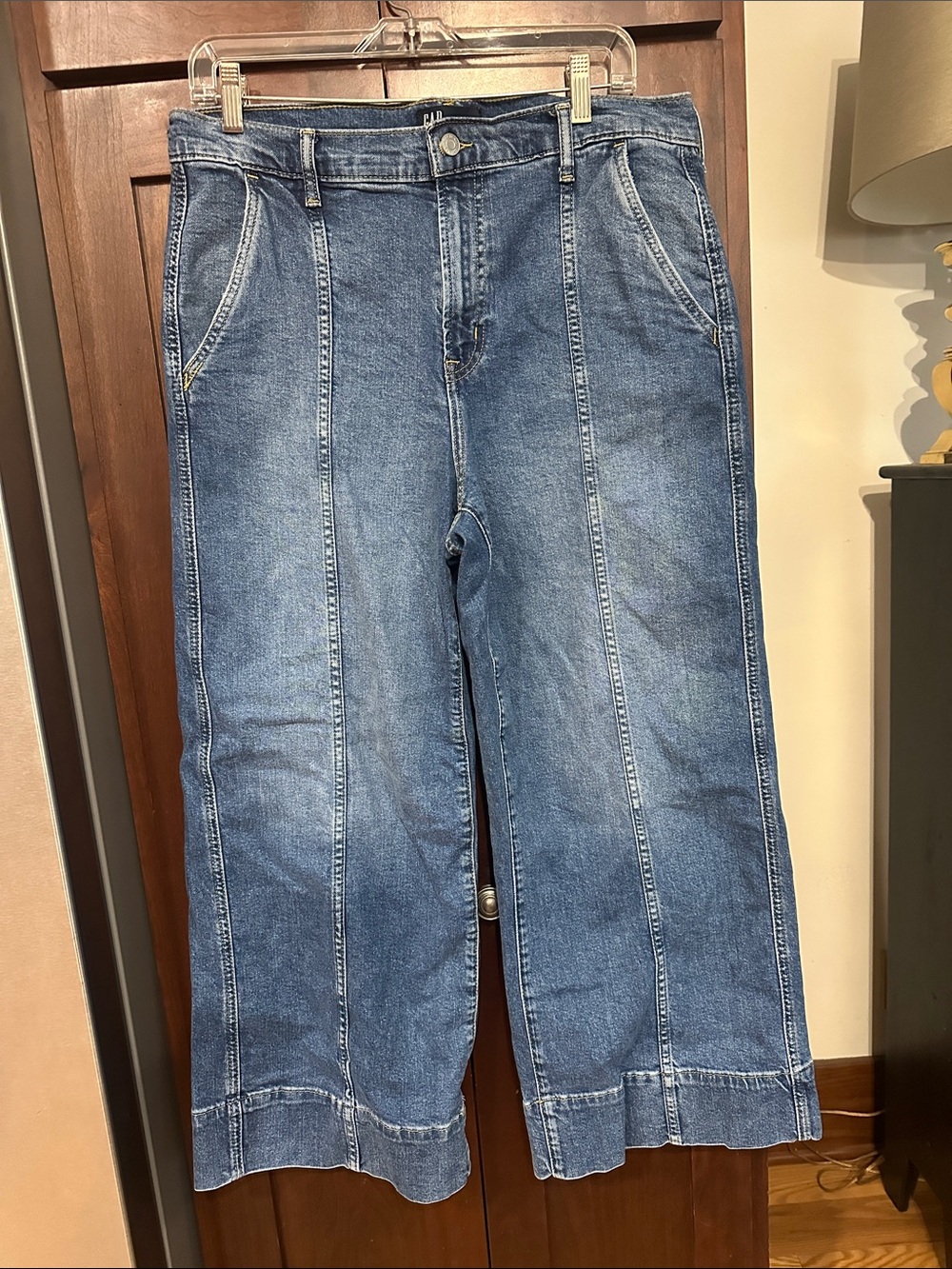 Women’s Blue Wide-Leg Seam-Detail Jeans
